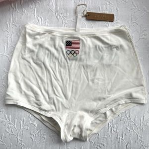 NWT Skims Olympic Capsule White Ribbed Boy Short